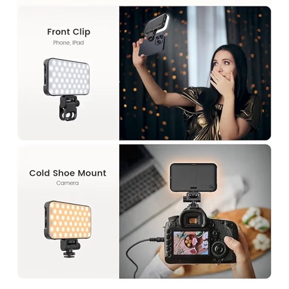Selfie Light with Soft Diffuser & Built-in Stand 96 LED Rechargeable Clip Light - Picture 4 of 12